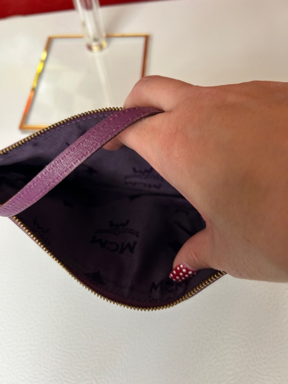 MCM Purple Leather Wristlet Clutch - Picture 5 of 7